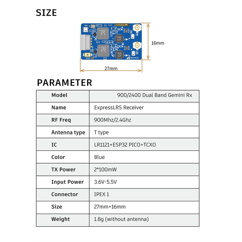 B78B-900Mhz 2.4Ghz 915M ELRS R - огляд і ціна Drone Racing Receiver